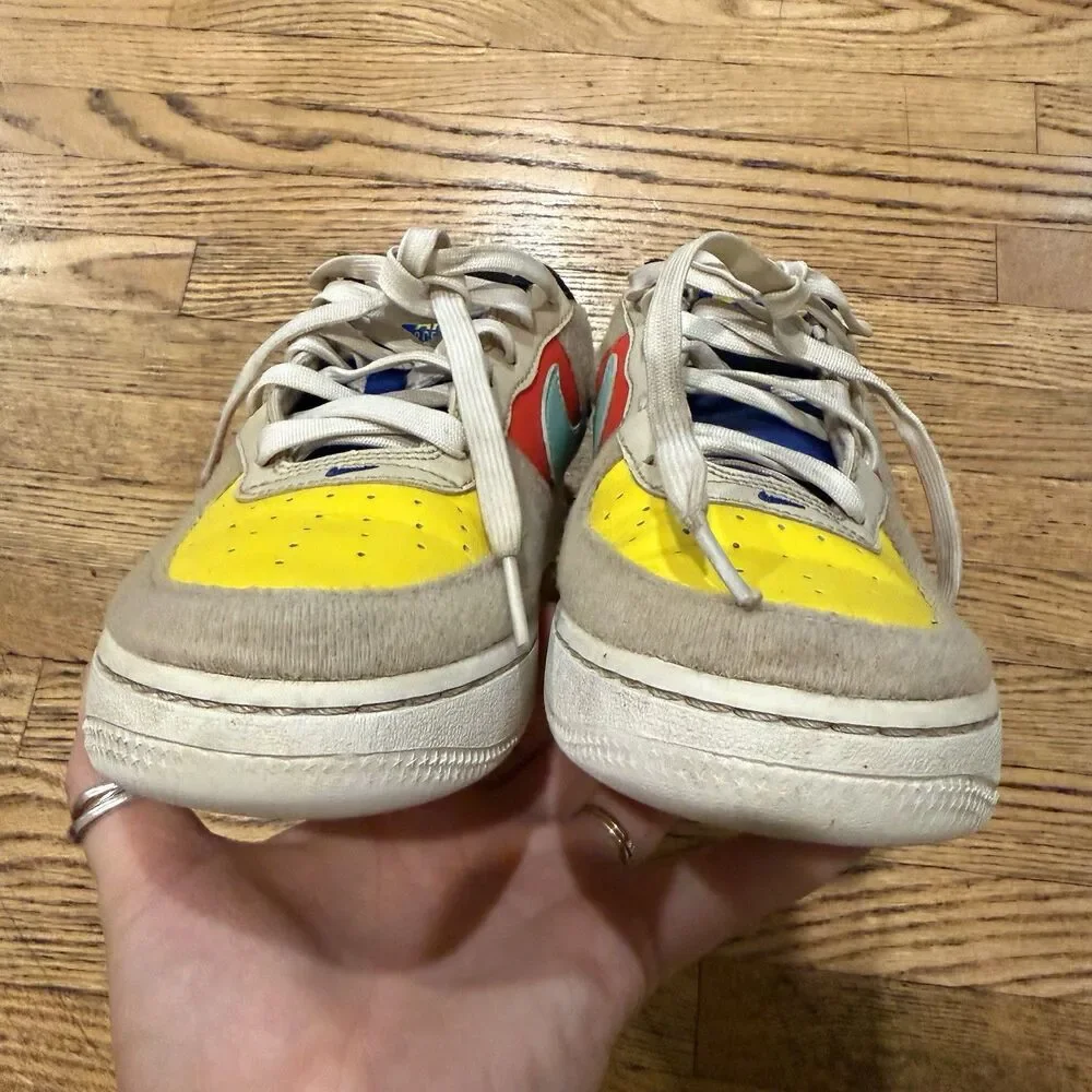 Nike Air Force 1 Low Boys Size 5.5Y Beige Yellow White Athletic Shoes Sneakers